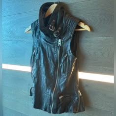 Like New 9.5 / 10 Condition Size Uk 6 Us 2 Black Lamb Leather Made In Italy 4 Zipper Pockets Zip Side Expandable Vents Shoulder To Hem / 19in Posh Seller ++ Add More Items For Added Discounts Shoulder To Shoulder / 13.25 In Pit To Pit / 13in Moto Biker Jacket, Fantasy Clothes, Fantasy Clothing, Sleeveless Vest, Album Art, Moto Jacket, All Saints, Clothes Online, Online Clothing