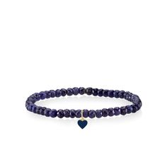 14k yellow gold and navy enamel tiny heart on 4mm faceted sapphire corundum beads. All Sydney Evan beaded bracelets are strung on a stretch cord along with our 14k gold SE logo charm. Beads color and shape may vary slightly due to the nature of the precious and semi-precious stones. Standard size is approximately 6.25", for all custom size requests, please contact us. Charm Beads, Sydney Evan, Tiny Heart, Luxe Gifts, Gold Enamel, Heart On, Eternity Ring, Chain Bracelet, Shop Necklaces