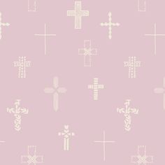 a pink background with white crosses on it