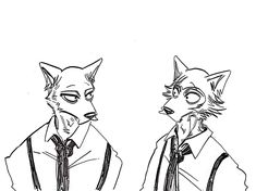 two cats dressed in suits and ties, one is staring at the other with his eyes closed