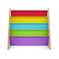 multicolored stacking trays with wooden legs for children's play toys