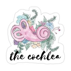 the cohlea sticker with flowers and leaves