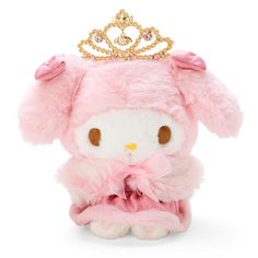 a pink stuffed animal with a tiara on top of it's head,