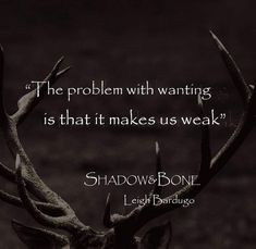 the problem with wanting is that it makes us weak - shadow & bone quote by lady barongo