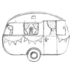 a drawing of a camper that is decorated with decorations