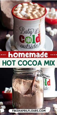 homemade hot cocoa mix in a jar with marshmallows