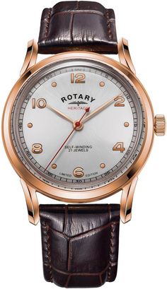 Rotary Watch Heritage Rose Gold PVD Limited Edition GS05144/70 | C W Sellors Luxury Watches Watches Expensive, Heritage Rose, White Dial, Watch Design