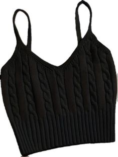 Fitted Knitted V-neck Tank Top, Black Knitted Sleeveless Tops, Trendy Black Sleeveless Knit Top, Fitted Knitted Tank Top With V-neck, Fitted Knit Cami Sweater Vest, Fitted Black Knitted Sweater Vest, Black Sleeveless Knitted Top, Fitted Knitted Tank Top, Black Knit Sleeveless Tank Top