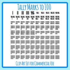 a blue and white poster with the words,'talym marks to 100 clip art set for commercial use