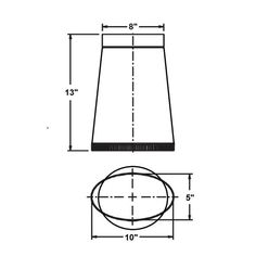 an image of a drawing showing the height of a lamp shade with measurements for each section