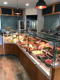 a display case filled with lots of food