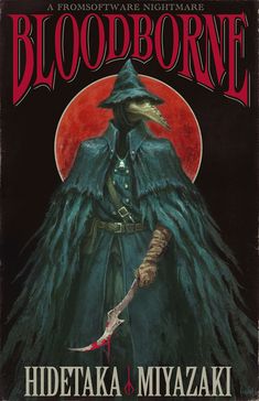 the cover to bloodbonee by hideka miyazaiki, with an illustration of a hooded man holding a knife