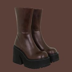 Boots Shoes Women, Goth Platforms, Boots Female, Basic Boots, Dr Shoes, Y2k Casual, Black Punks, Zipper Boots, Boots Women Fashion