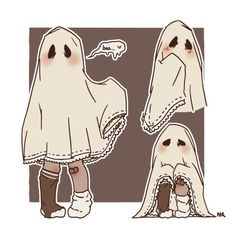 a drawing of two girls dressed in ghost costumes