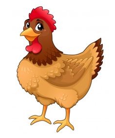 a brown chicken with a red head standing