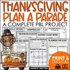 thanksgiving plan a parade with pumpkins and turkey