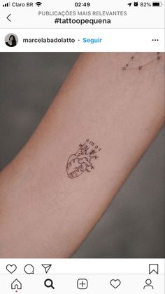 a small tattoo on the arm of a person's arm, with an image of a