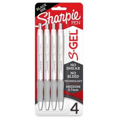 three sharpie pens in packaging on a white background