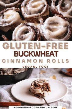 gluten - free buckwheat cinnamon rolls on a plate