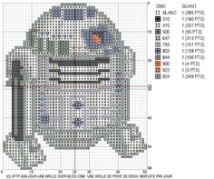 a cross stitch pattern with an image of the character from star wars on it's back