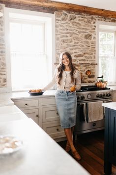 A classic skirt you can reach for season after season, the exclusive 'Leah' Denim Skirt in Light Wash will become an instant favorite in your closet! This stretch denim skirt with minimal distressing and no slits is the perfect blend of modesty, comfort, and style. The light wash is perfect for creating a wide range of casual outfits. Designed by us with you in mind, we think you are going to fall in love with this skirt as much as we did! 97% Cotton 3% Spandex Machine Wash Cold Do Not Bleach Ha Denim Skirt Outfit Fall Knee Length, Fall Outfits With Jean Skirts, Light Wash Long Denim Skirt, Midi Jean Skirt Outfits Fall, Light Denim Skirt Outfit, Midi Denim Skirt Outfit Fall, Modest Jean Skirt Outfits, Fall Jean Skirt Outfits, Long Denim Skirt Outfit Fall