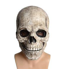 PRICES MAY VARY. SIZE -- Skull mask moving jaw optimal for a head circumference of 58-62 cm. The maximum head width is 18 cm. The maximum head length is 24 cm. Pull On closure REALISTIC MOVABLE JAW DESIGN -- Realistic Creepy Design: The jaw of the skull is movable. After wearing it, you can imitate the speech of the skull. Make you the most realistic skeleton in the dress up party. SAFE AND COMFORT MATERIAL -- Human skull mask moving jaw cosplay helmet is made from soft and elastic latex materia Halloween Props Scary, Scary Halloween Masks, Halloween Promotions, Skull Helmet, Cosplay Helmet, Devil Mask, Head Skull, Horror Masks, Scary Mask