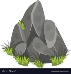 a pile of rocks and grass on a white background