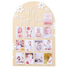 a baby's first year photo collage with flowers