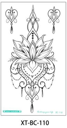 an ornamental design with flowers and leaves on the bottom half of it, in black ink