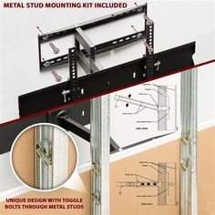 the metal mounting kit includes two brackets, one for sliding glass doors and another for steel studs