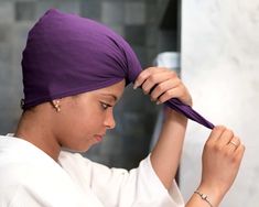 Plum T-shirt Hair Towel Wrap Curly Hair Organic Elastic Hair Plopping, Curly Hair Accessories, Split Ends Hair, Frizzy Curly Hair, Dry Curly Hair, Hair Towel Wrap, Hair Turban, Shirt Hair, Towel Wrap