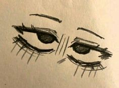 a drawing of an eye with long lashes