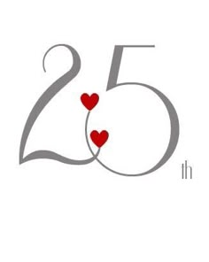 the 25th anniversary logo with two hearts on it's side and an inscription that reads 25