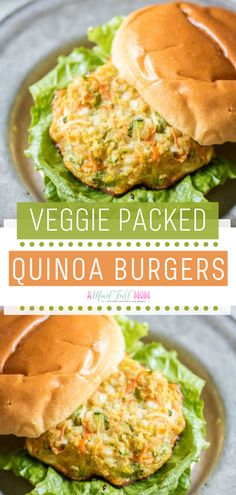 veggie packed quinoa burgers with lettuce and carrots