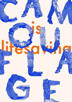 an image of the words art is lifesaving in blue and white letters on a white background