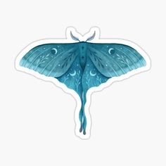 a blue butterfly sticker on a white background