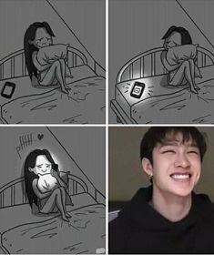 three different pictures of a person sitting on a bed with the caption'i love you so much '