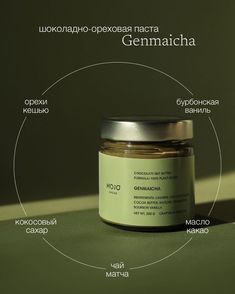 a jar of honey labeled in russian on a green background with the words germaicha