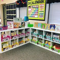 an organized classroom with lots of books and toys