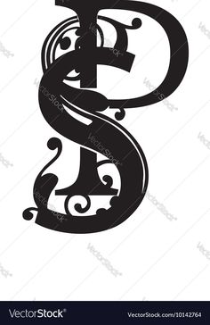 the letter e with swirls in black and white