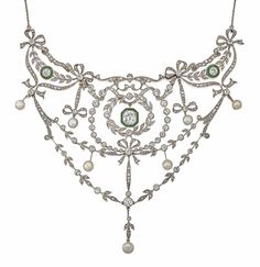 ©️️ Christies Belle Époque Emerald, Pearl And Diamond Necklace Vintage Diamond Necklace, Beautiful Diamond Necklace, Diamond Flower Pendant, Dancing Diamond, Solitaire Diamond Pendant, Pearl And Diamond Necklace, Solitaire Pendant Necklace, Initial Pendant Necklace