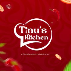 the logo for tinu's kitchen on a red background