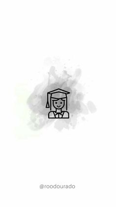 a black and white drawing of a person with a graduation cap on it's head