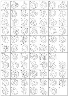 an image of cubes that are in the shape of squares and rectangles