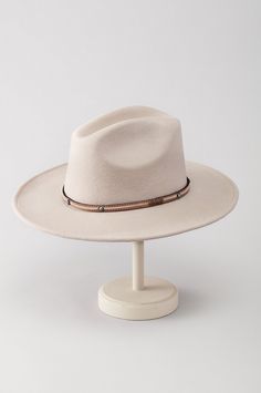 Dominion Crushable Wool Felt Western Hat | Overland Luxury Western Beige Felt Hat, Western Style Fedora For Winter, Western Style Winter Fedora, Western Style Winter Felt Hat For Everyday Use, Western Style Everyday Felt Hat For Winter, Everyday Western Winter Felt Hat, Everyday Winter Hat Bands With Flat Crown, Casual Everyday Winter Hat Bands, Outback Hat