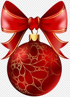 a red christmas ornament with a bow