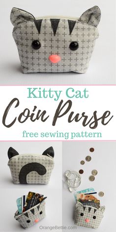 the kitty cat coin purse is sewing pattern