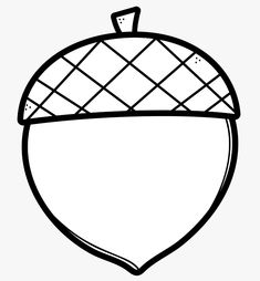 an acorn is shown in this black and white drawing, which has been drawn by hand