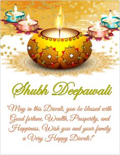 happy diwali greeting card with candles