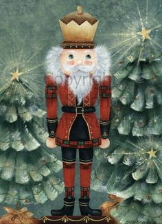 an image of a nutcracker in front of a christmas tree with the words nutcracker art, nutcracker ballet king